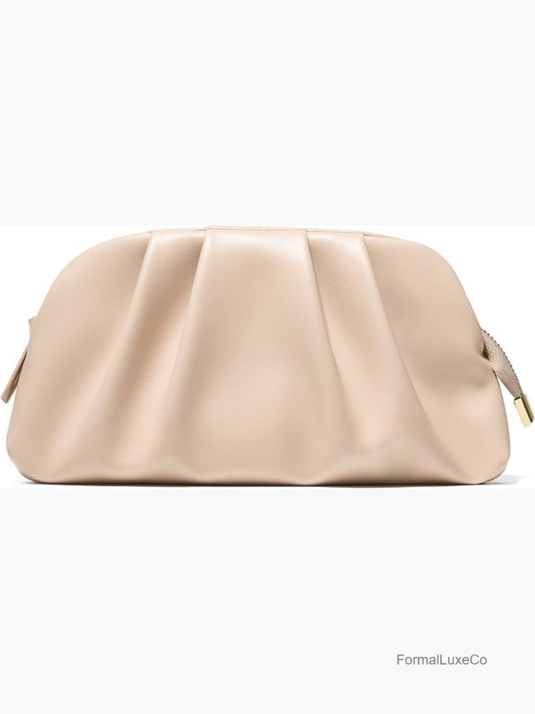 Womens Vegan Leather Clutch Purse Formal Pleated Evening Bag Wedding